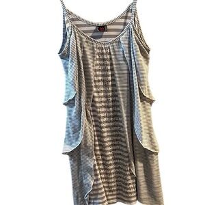tank top tunic spaghetti straps layered gray stripes sparkle glitter ruffles XXL
